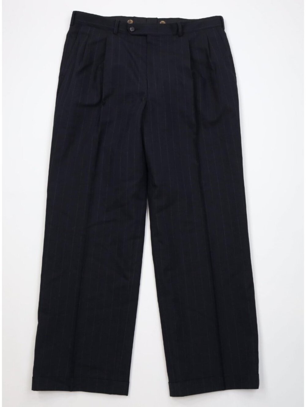 Vintage 70s 80s Burberry Mens 36x30 Wool Knit Pinstriped Wide Leg Chino Pants